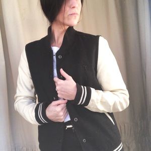 OBEY Navy and Cream Letterman’s Jacket